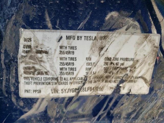 Photo 10 from auction – 2020 TESLA MODEL Y with VIN 5YJYGDEE8LF043260