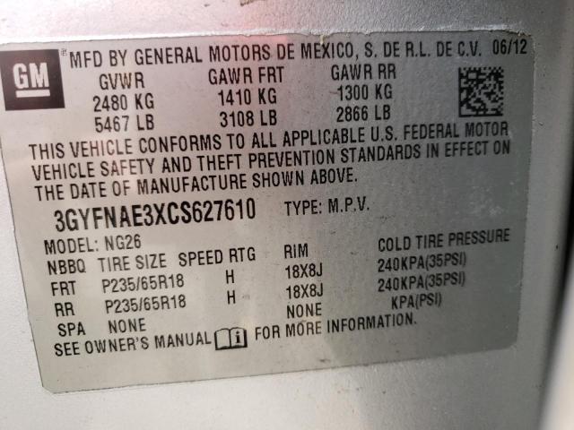 Photo 10 from auction – 2012 CADILLAC SRX LUXURY with VIN 3GYFNAE3XCS627610