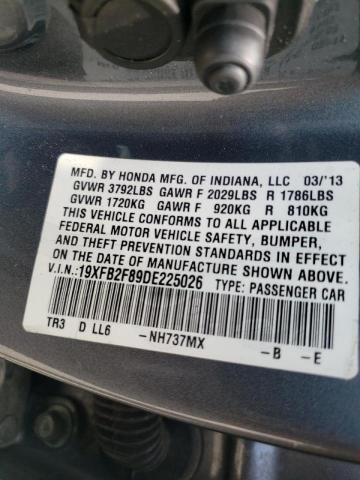 Photo 10 from auction – 2013 HONDA CIVIC EX with VIN 19XFB2F89DE225026