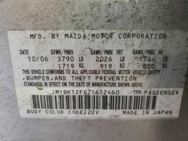 Photo 10 from auction – 2007 MAZDA 3 I with VIN JM1BK12F671652460