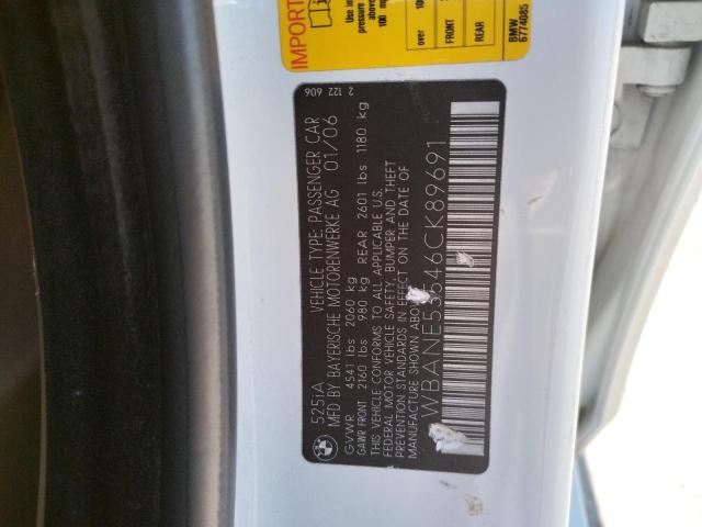 Photo 10 from auction – 2006 BMW 525 I with VIN WBANE53546CK89691