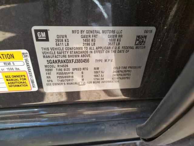 Photo 10 from auction – 2015 BUICK ENCLAVE with VIN 5GAKRAKDXFJ380456