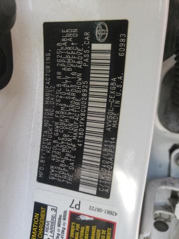 Photo 10 from auction – 2012 TOYOTA CAMRY HYBR with VIN 4T1BD1FK8CU028925