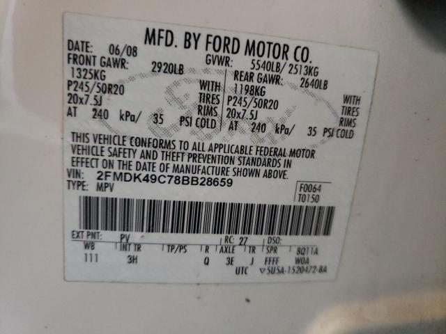 Photo 10 from auction – 2008 FORD EDGE LIMIT with VIN 2FMDK49C78BB28659