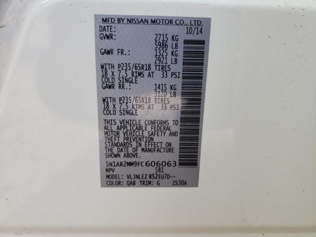 Photo 10 from auction – 2015 NISSAN PATHFINDER with VIN 5N1AR2MM9FC606063