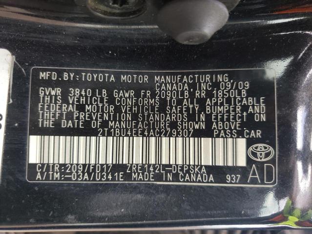 Photo 10 from auction – 2010 TOYOTA COROLLA BA with VIN 2T1BU4EE4AC279307