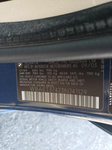 Photo 10 from auction – 2003 BMW 325 I with VIN WBAET37423NJ41129