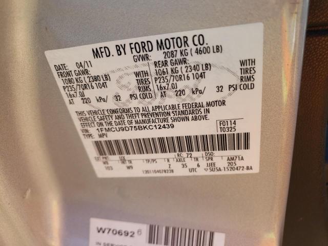 Photo 10 from auction – 2011 FORD ESCAPE XLT with VIN 1FMCU9D75BKC12439