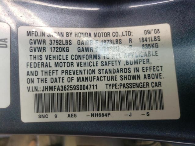 Photo 10 from auction – 2009 HONDA CIVIC HYBR with VIN JHMFA36259S004711