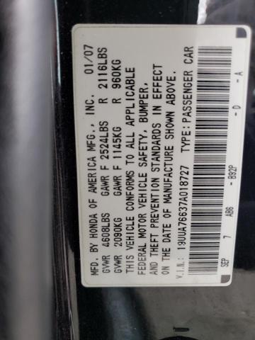 Photo 10 from auction – 2007 ACURA TL TYPE S with VIN 19UUA76637A018727