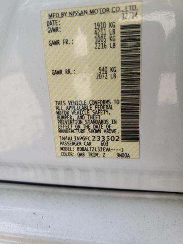 Photo 10 from auction – 2015 NISSAN ALTIMA 2.5 with VIN 1N4AL3AP6FC233502