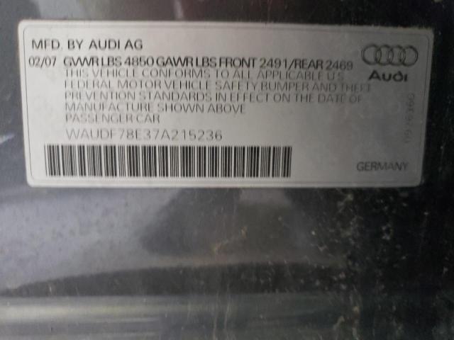 Photo 10 from auction – 2007 AUDI A4 2.0T QU with VIN WAUDF78E37A215236