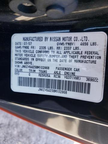 Photo 10 from auction – 2008 INFINITI G37 BASE with VIN JNKCV64E58M102968