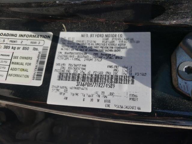 Photo 10 from auction – 2015 FORD FUSION SE with VIN 3FA6P0H77FR274589