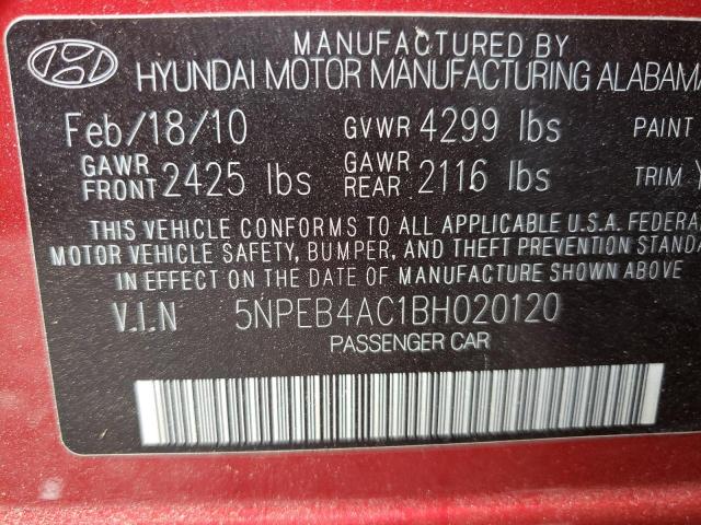 Photo 10 from auction – 2011 HYUNDAI SONATA GLS with VIN 5NPEB4AC1BH020120