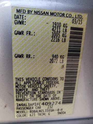 Photo 10 from auction – 2015 NISSAN ALTIMA 2.5 with VIN 1N4AL3AP1FC409274