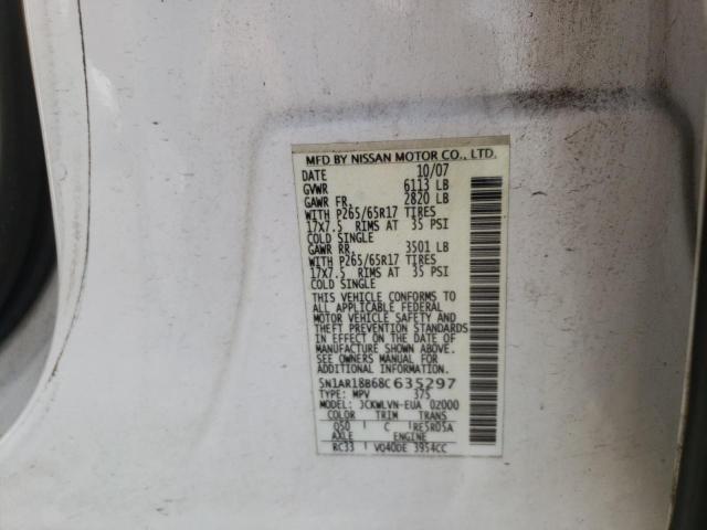 Photo 10 from auction – 2008 NISSAN PATHFINDER with VIN 5N1AR18B68C635297