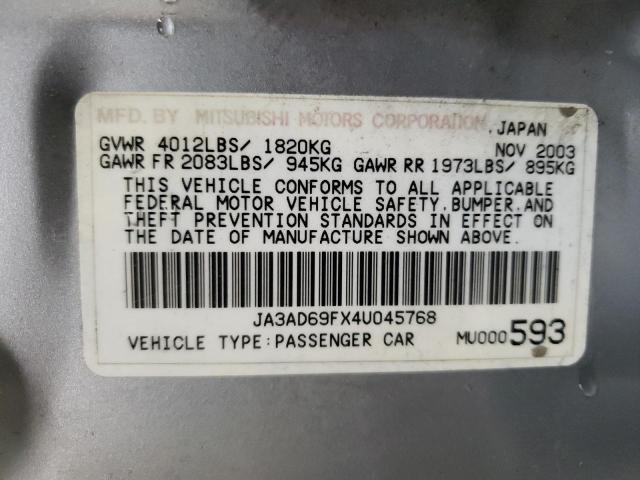 Photo 10 from auction – 2004 MITSUBISHI LANCER RAL with VIN JA3AD69FX4U045768
