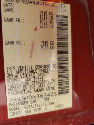 Photo 10 from auction – 2014 NISSAN ALTIMA 2.5 with VIN 1N4AL3AP7EN363405