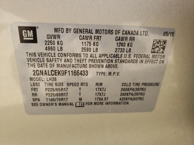 Photo 10 from auction – 2015 CHEVROLET EQUINOX LT with VIN 2GNALCEK9F1166433