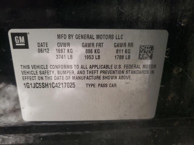Photo 10 from auction – 2012 CHEVROLET SONIC LT with VIN 1G1JC5SH1C4217025