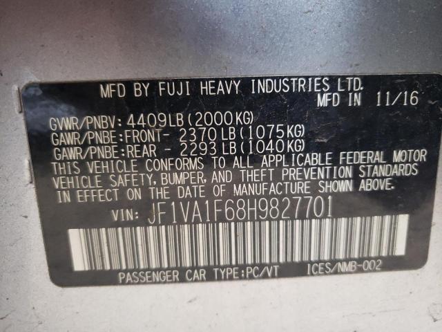 Photo 10 from auction – 2017 SUBARU WRX PREMIU with VIN JF1VA1F68H9827701