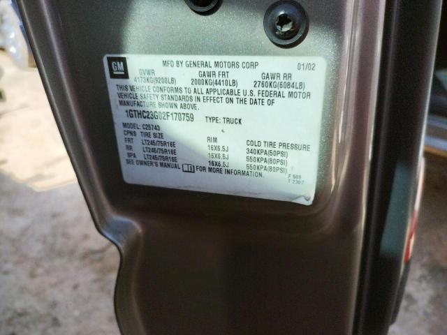Photo 10 from auction – 2002 GMC SIERRA C25 with VIN 2GTFK69U521314506