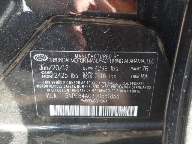 Photo 10 from auction – 2013 HYUNDAI SONATA GLS with VIN 5NPEB4AC3DH551855
