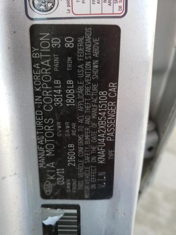 Photo 10 from auction – 2011 KIA FORTE EX with VIN KNAFU4A2XB5415108