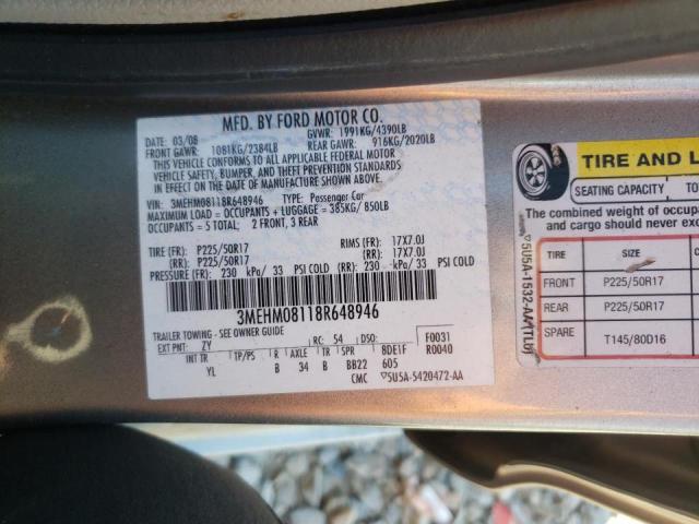 Photo 10 from auction – 2008 MERCURY MILAN PREM with VIN 3MEHM08118R648946