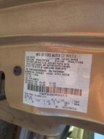 Photo 10 from auction – 2003 FORD FOCUS SE C with VIN 1FAFP34383W343416