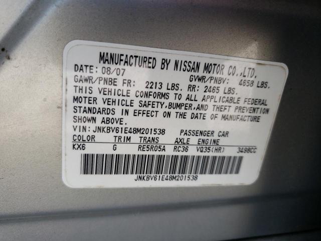 Photo 10 from auction – 2008 INFINITI G35 with VIN JNKBV61E48M201538