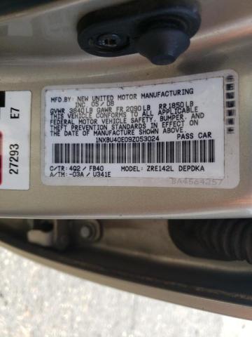 Photo 10 from auction – 2009 TOYOTA COROLLA BA with VIN 1NXBU40E09Z053024