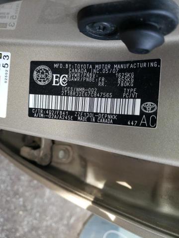 Photo 10 from auction – 2007 TOYOTA COROLLA CE with VIN 2T1BR32E67C847565