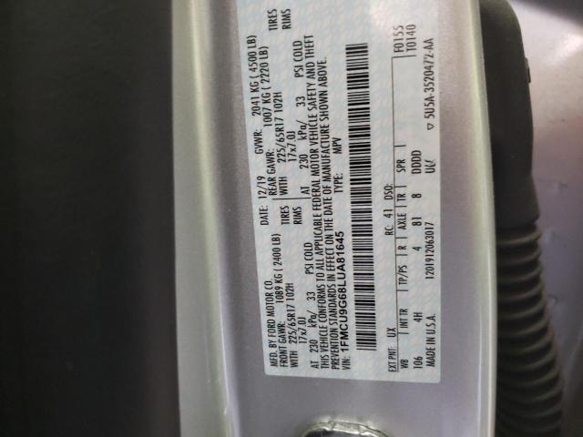 Photo 10 from auction – 2020 FORD ESCAPE SE with VIN 1FMCU9G68LUA81645