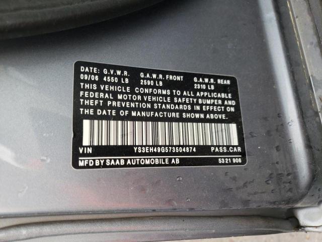 Photo 10 from auction – 2007 SAAB 9-5 AERO with VIN YS3EH49G573504874