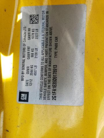 Photo 10 from auction – 2013 CHEVROLET CAMARO LS with VIN 2G1FA1E35D9178913