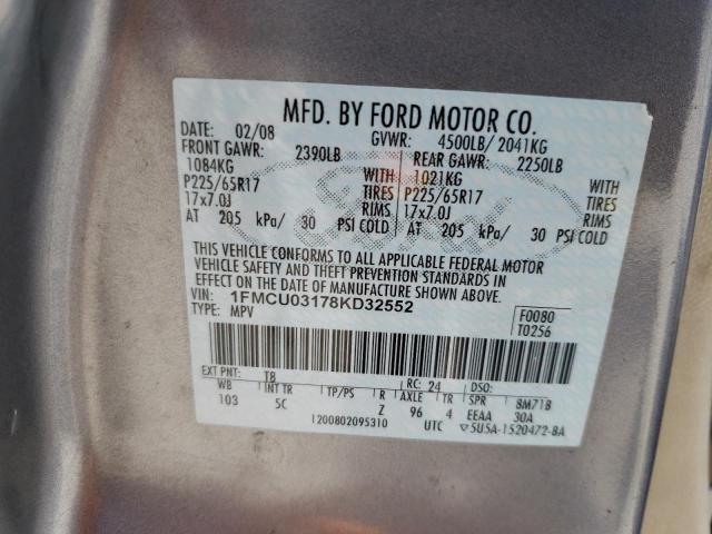 Photo 10 from auction – 2008 FORD ESCAPE XLT with VIN 1FMCU03178KD32552