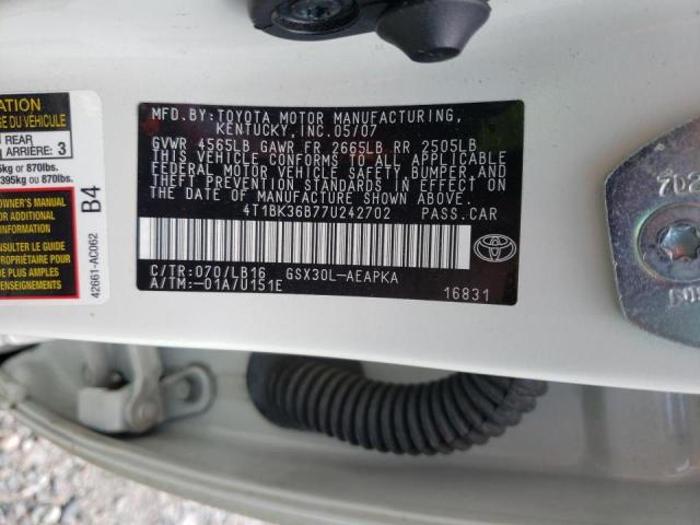 Photo 10 from auction – 2007 TOYOTA UK with VIN 4T1BK36B77U242702