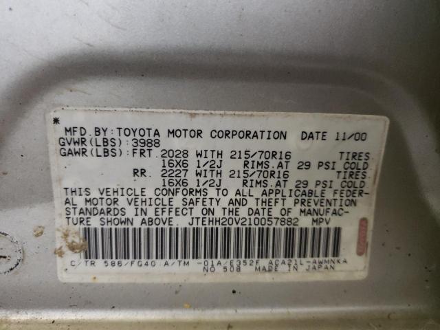 Photo 10 from auction – 2001 TOYOTA RAV4 with VIN JTEHH20V210057882