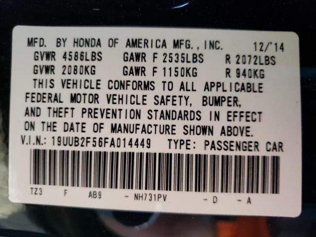 Photo 10 from auction – 2015 ACURA TLX TECH with VIN 19UUB2F56FA014449