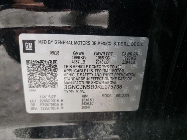 Photo 10 from auction – 2019 CHEVROLET TRAX LS with VIN 3GNCJNSB0KL175738