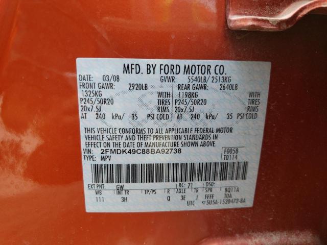 Photo 10 from auction – 2008 FORD EDGE LIMIT with VIN 2FMDK49C88BA92738