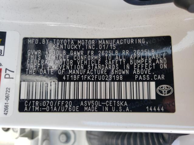 Photo 10 from auction – 2015 TOYOTA CAMRY LE with VIN 4T1BF1FK2FU023198