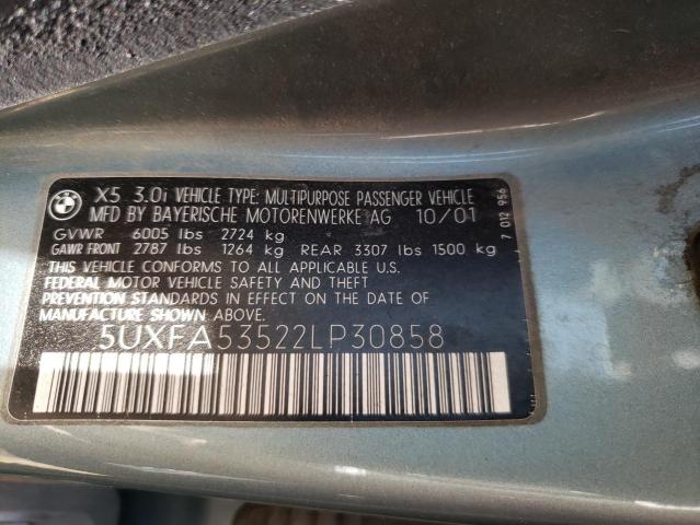 Photo 10 from auction – 2002 BMW X5 3.0I with VIN 5UXFA53522LP30858