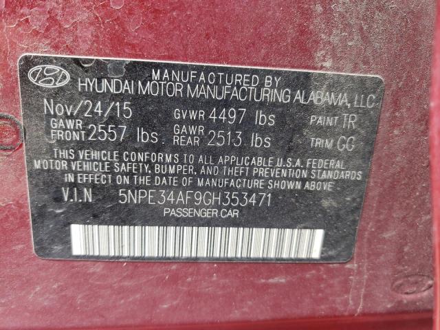 Photo 10 from auction – 2016 HYUNDAI SONATA SPO with VIN 5NPE34AF9GH353471