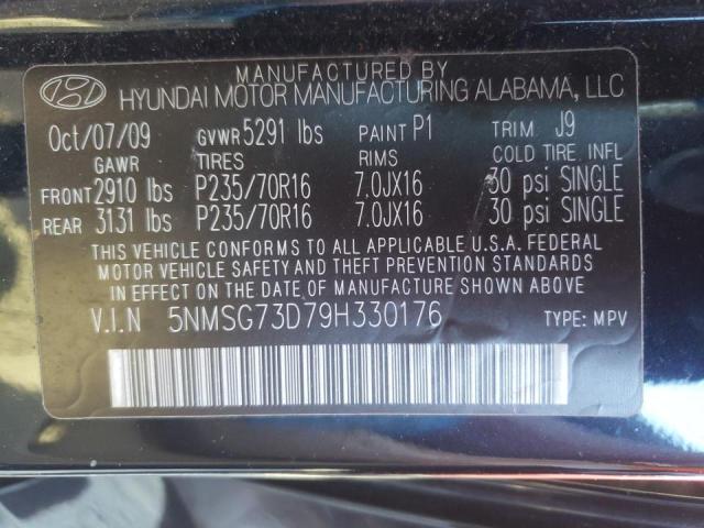 Photo 10 from auction – 2009 HYUNDAI SANTA FE G with VIN 5NMSG73D79H330176