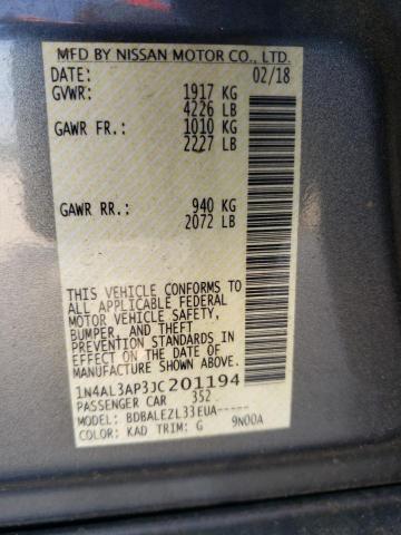 Photo 10 from auction – 2018 NISSAN ALTIMA 2.5 with VIN 1N4AL3AP3JC201194