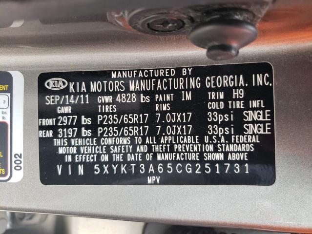 Photo 10 from auction – 2012 KIA SORENTO BA with VIN 5XYKT3A65CG251731