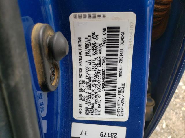 Photo 10 from auction – 2009 TOYOTA COROLLA BA with VIN 1NXBU40E09Z117692